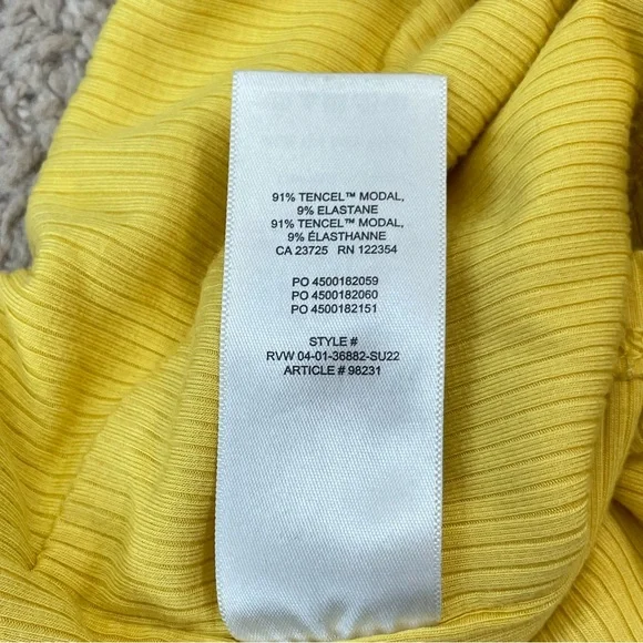 Aritzia Wilfred Yellow Merci Ribbed Halter Crop Top Size Medium - Picture 7 of 13